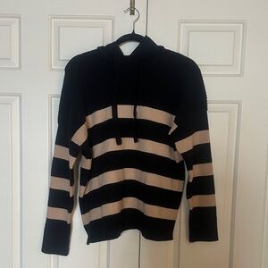 Women’s Evereve Striped Black and Cream Hooded Sweater. Size S